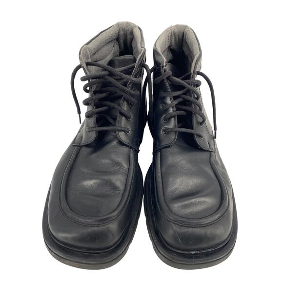 Skechers Men's 10.5 Black Leather Boots Lace Up Made in Italy shoes - Picture 2 of 7